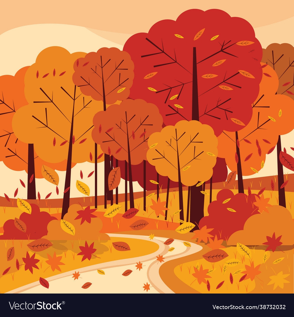 Autumn forest trees weather climate flat