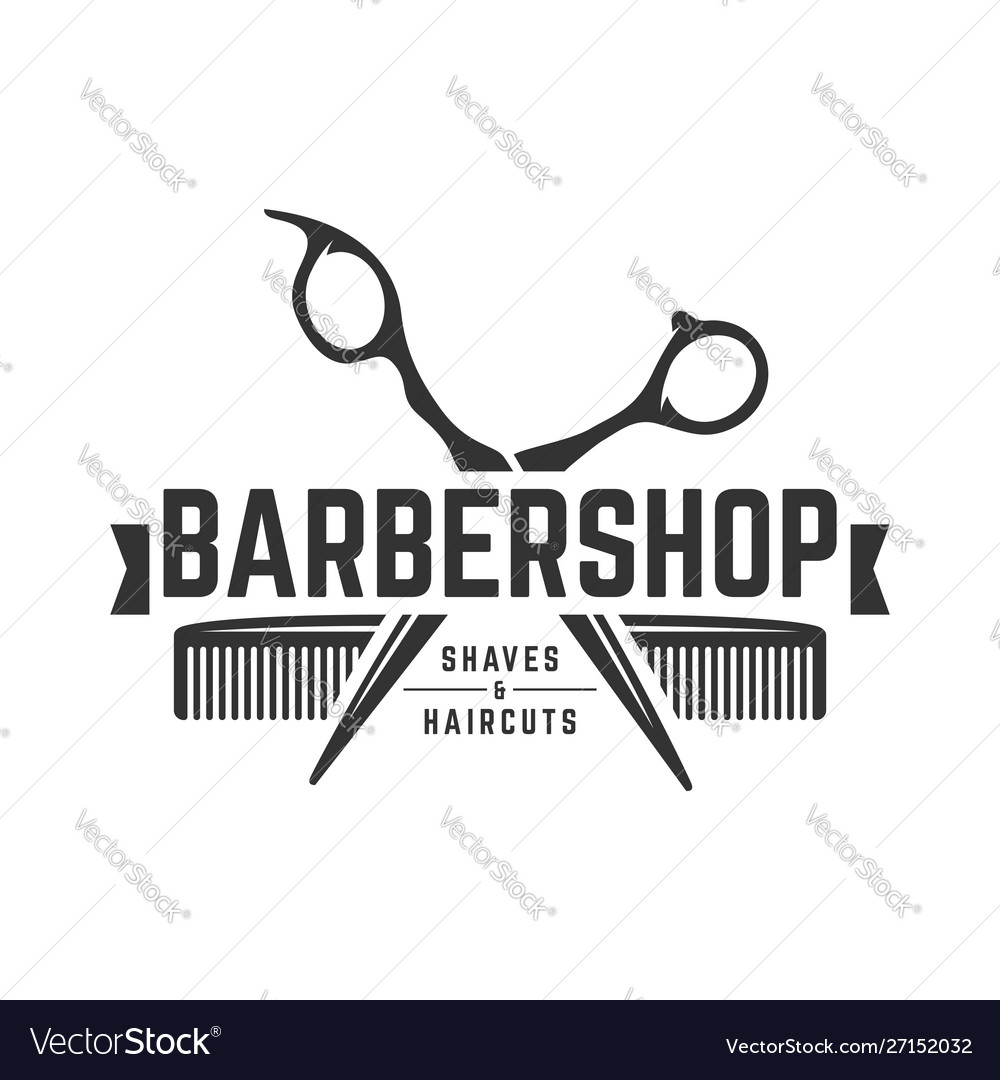 Barbershop vintage logo template on isolated Vector Image