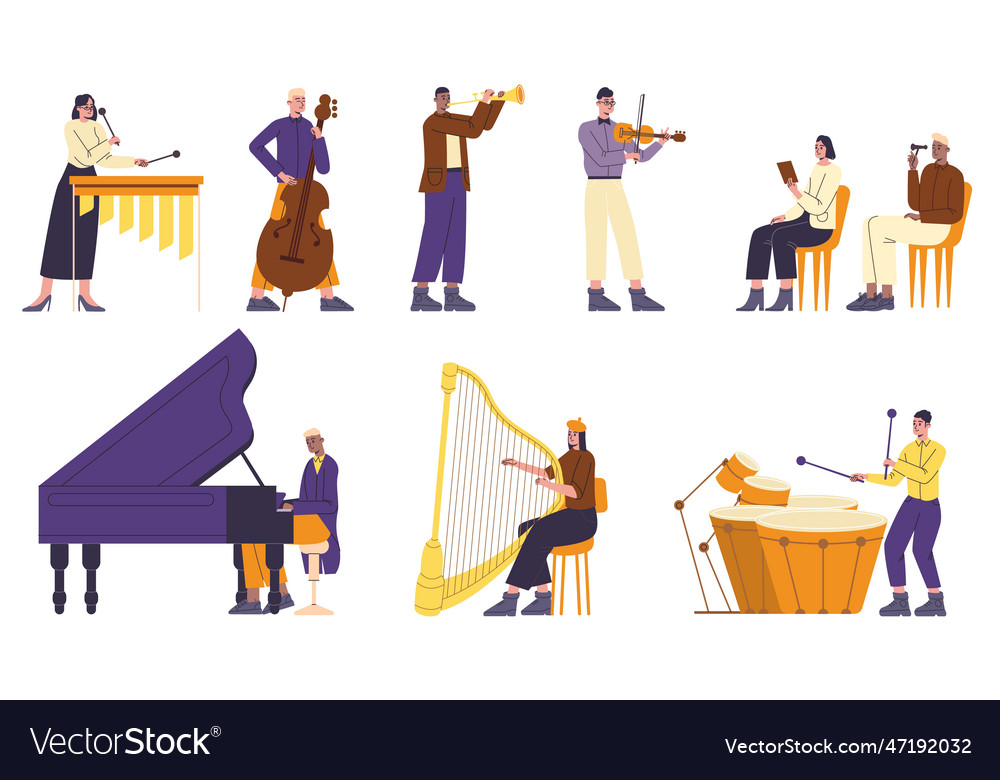 Classical music people symphony orchestra members Vector Image