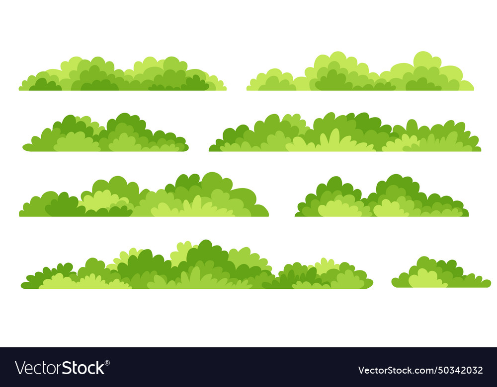 Green Bushes Cartoon Forest And Park Shrubbery Vector Image