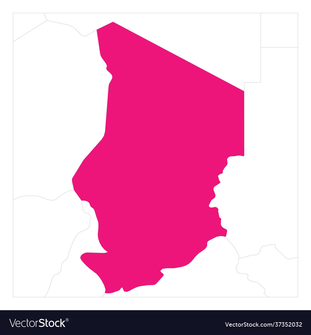 Map chad pink highlighted with neighbor Royalty Free Vector