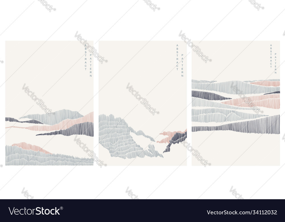 Natural landscape with line pattern abstract art vector image Natural landscape with line pattern abstract art