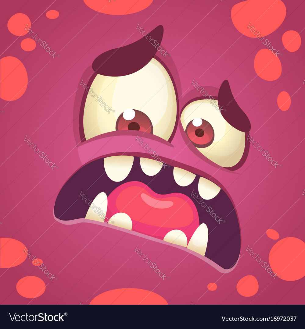 Cartoon angry monster face halloween Royalty Free Vector