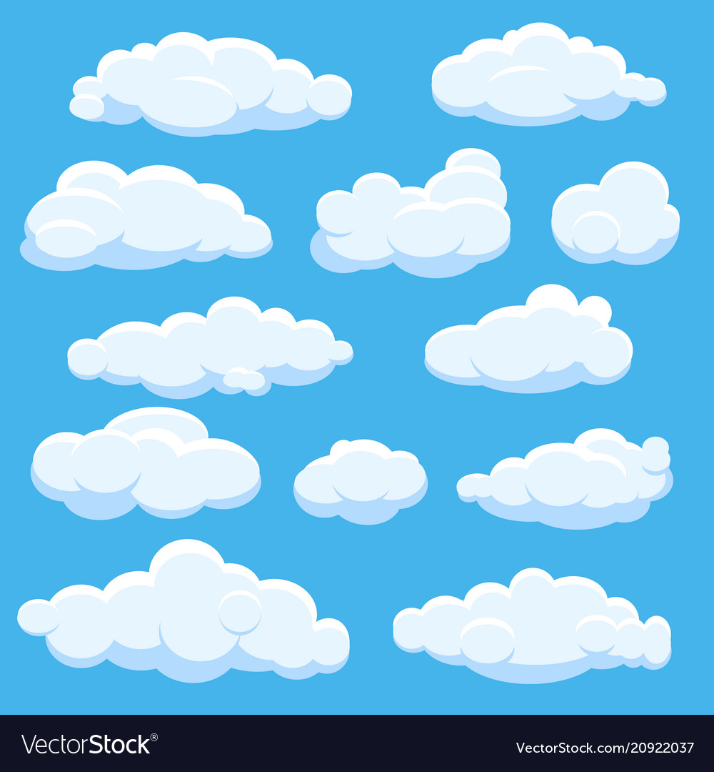 Cartoon Clouds On Blue Sky Royalty Free Vector Image