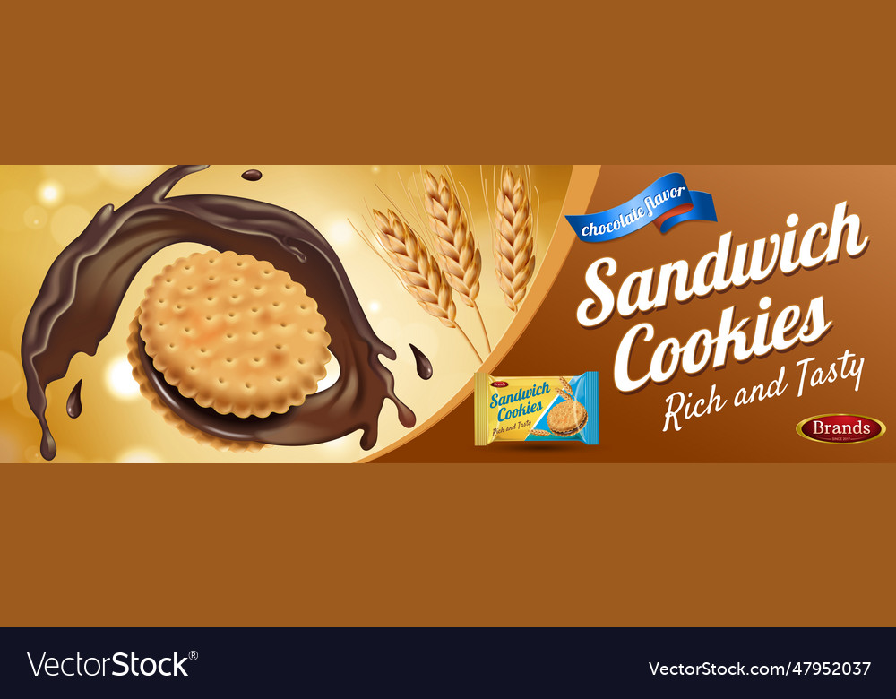 Chocolate sandwich cookie ads Royalty Free Vector Image