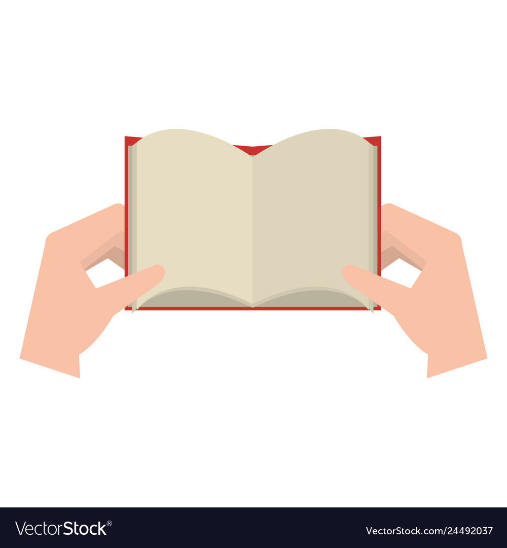 Hands with text book Royalty Free Vector Image