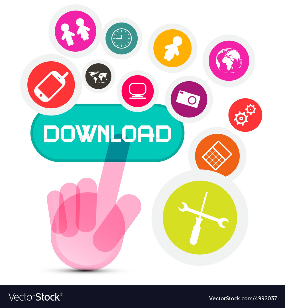 Internet social media symbol - hand icon pushing Vector Image