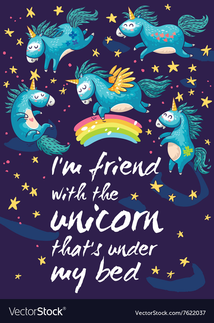 Magic card with cute unicorns cartoon Royalty Free Vector