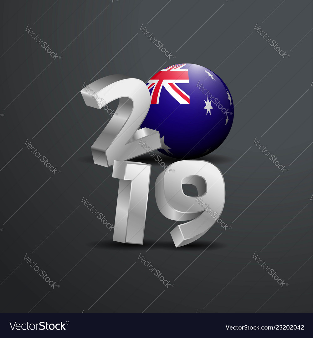 2019 grey typography with australia flag happy Vector Image