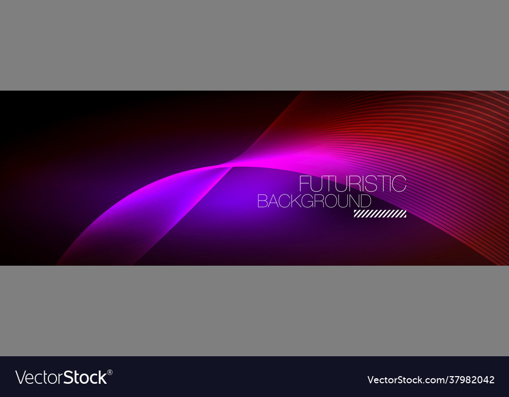 Abstract neon glowing light in dark with waves Vector Image