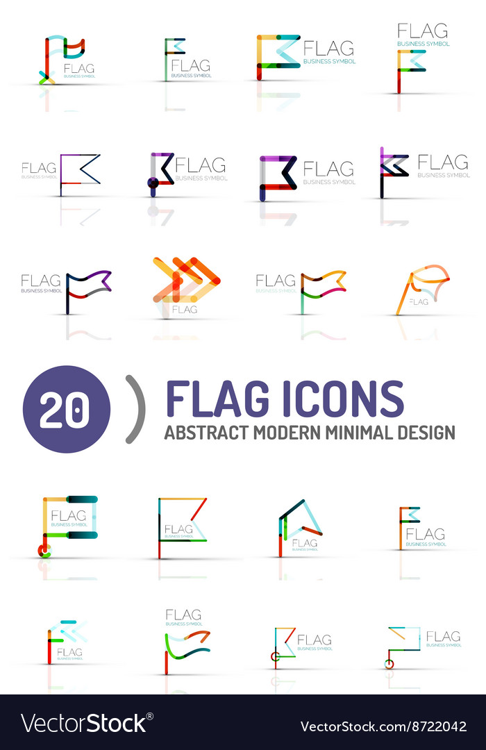 Flag icon logo set linear design Royalty Free Vector Image