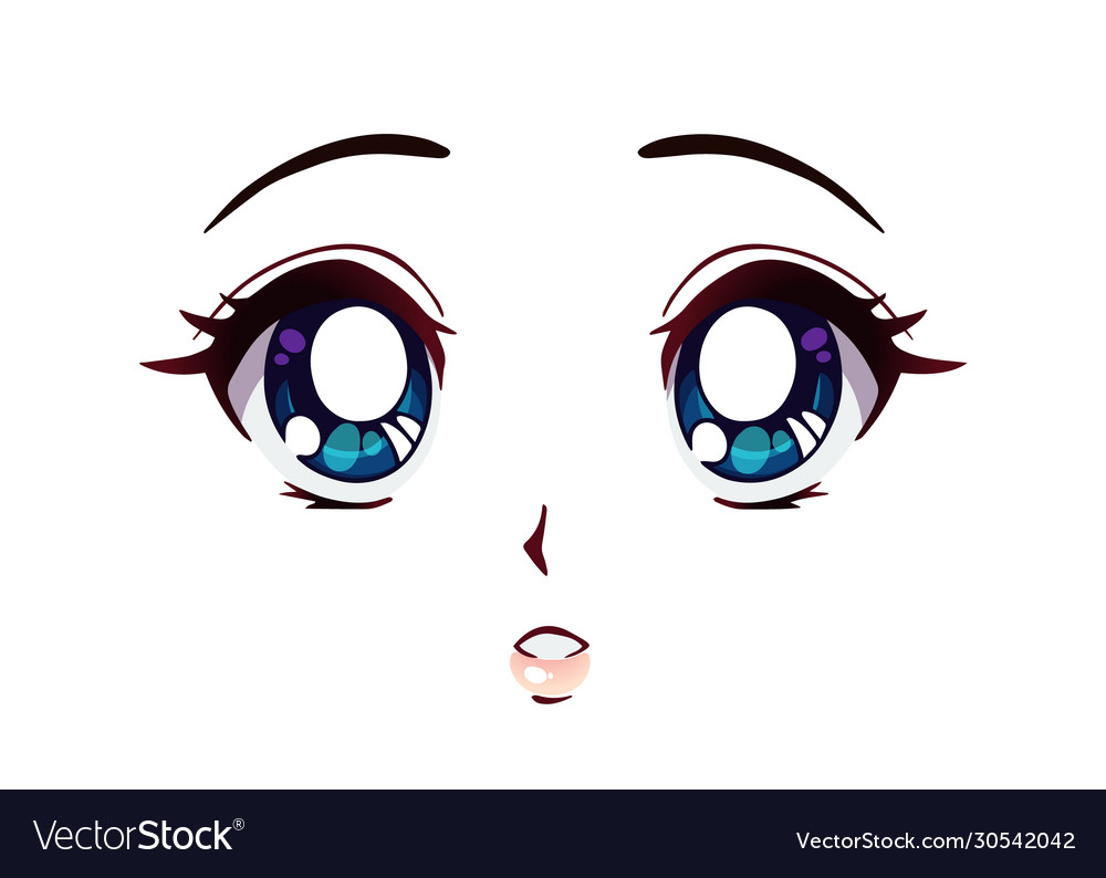 Scared anime face. Manga style funny eyes, little - Stock