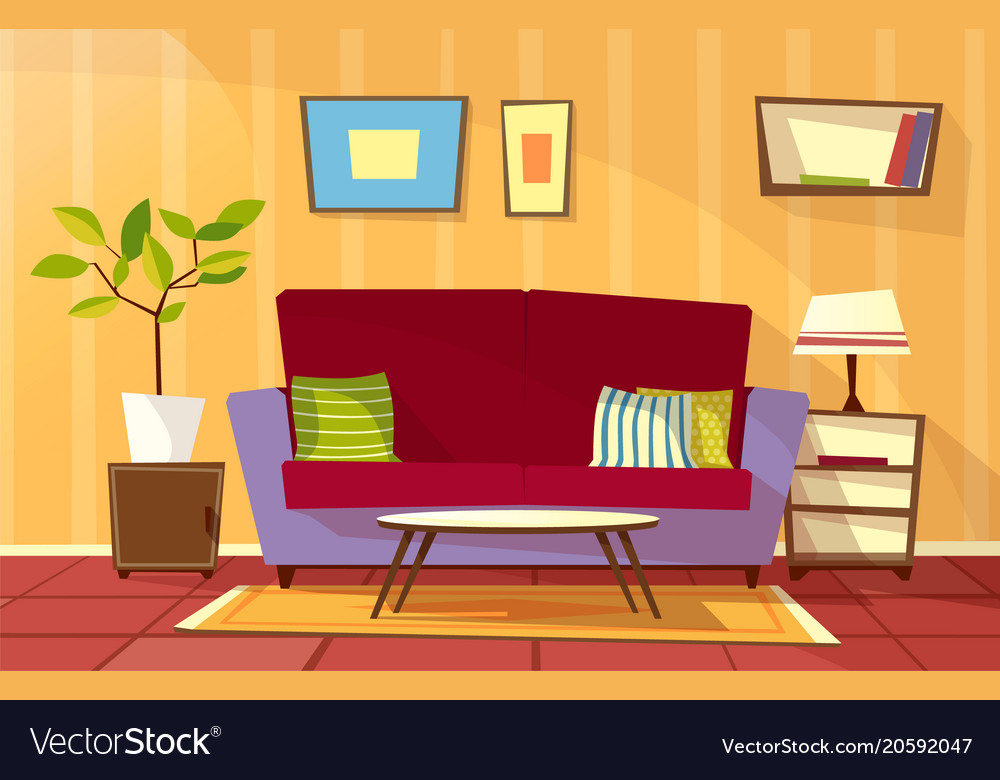 cartoon of a living room