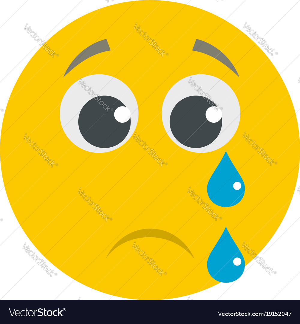 Cry smile icon flat Royalty Free Vector Image - VectorStock