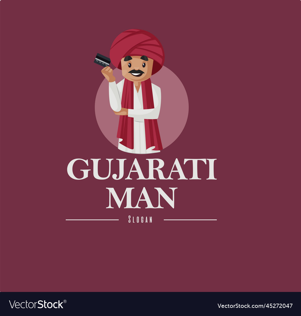 Gujarati man mascot logo Royalty Free Vector Image