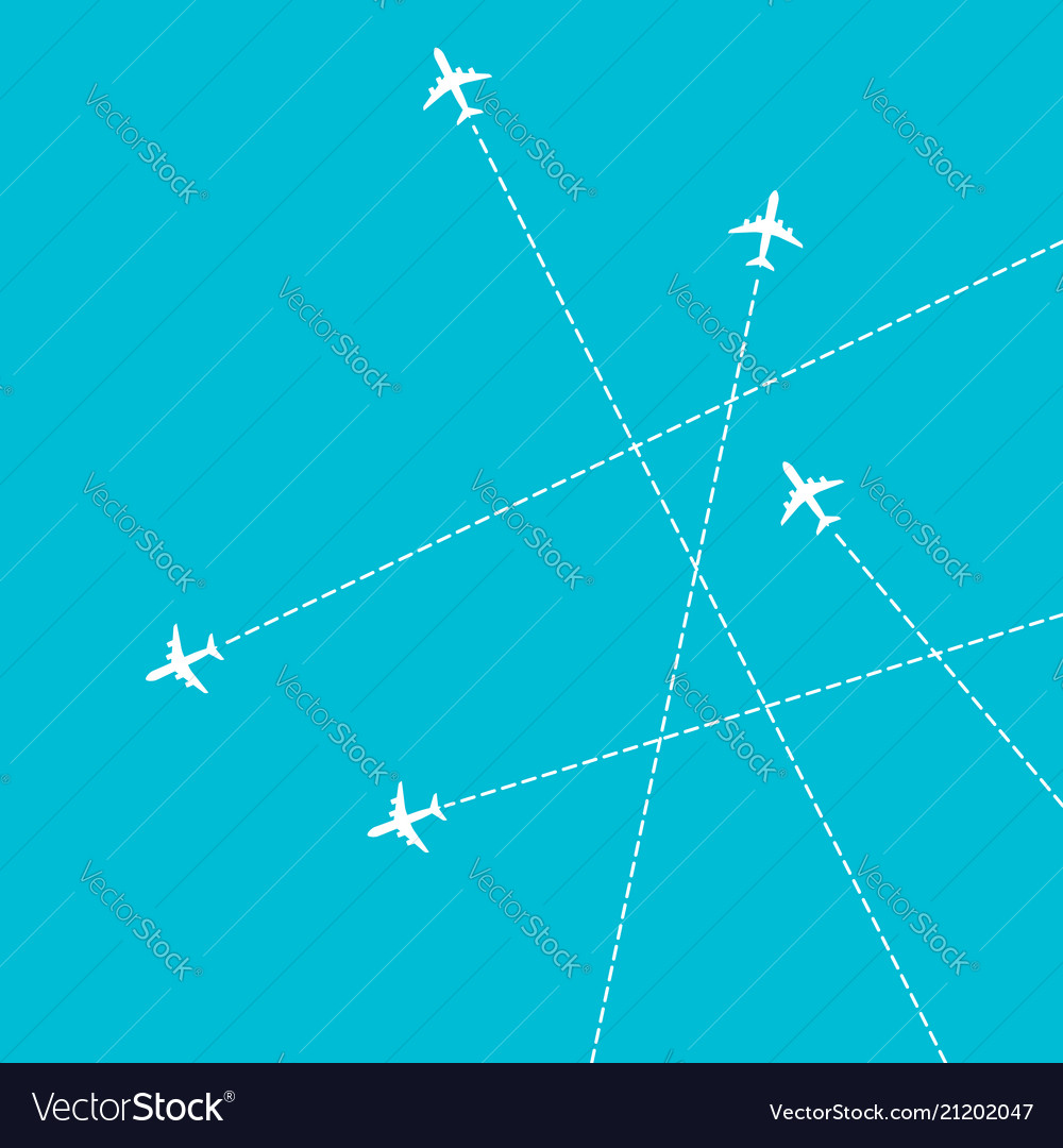 Plane With Dashed Path Lines Airplane Flight Vector Image Plane With Dashed Path Lines Airplane Flight Vector Image