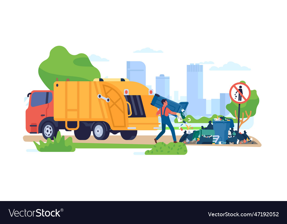Man throws trash out of truck in wrong place near Vector Image