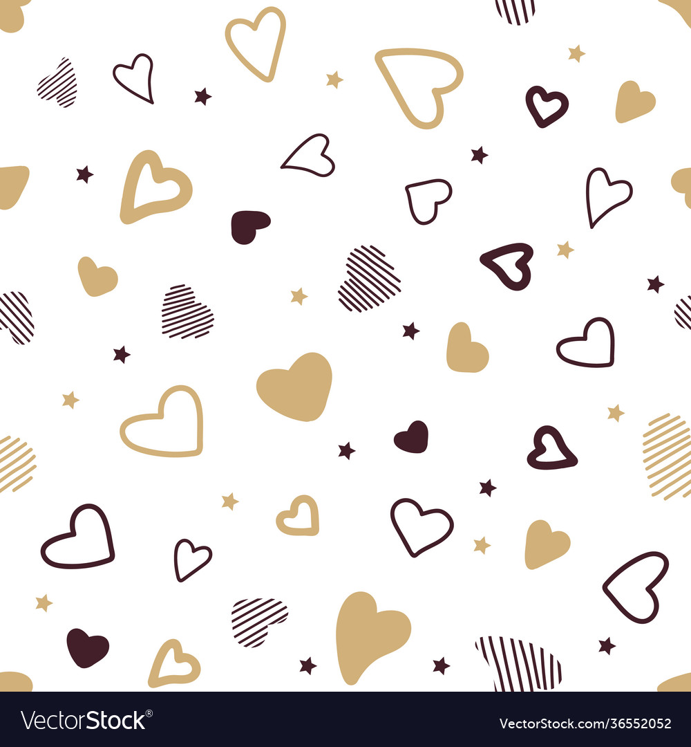 Seamless pattern gold and black hearts Royalty Free Vector