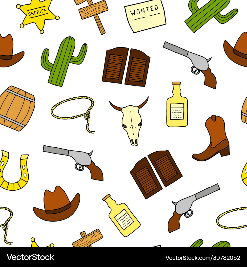 Seamless pattern with wild west elements Vector Image