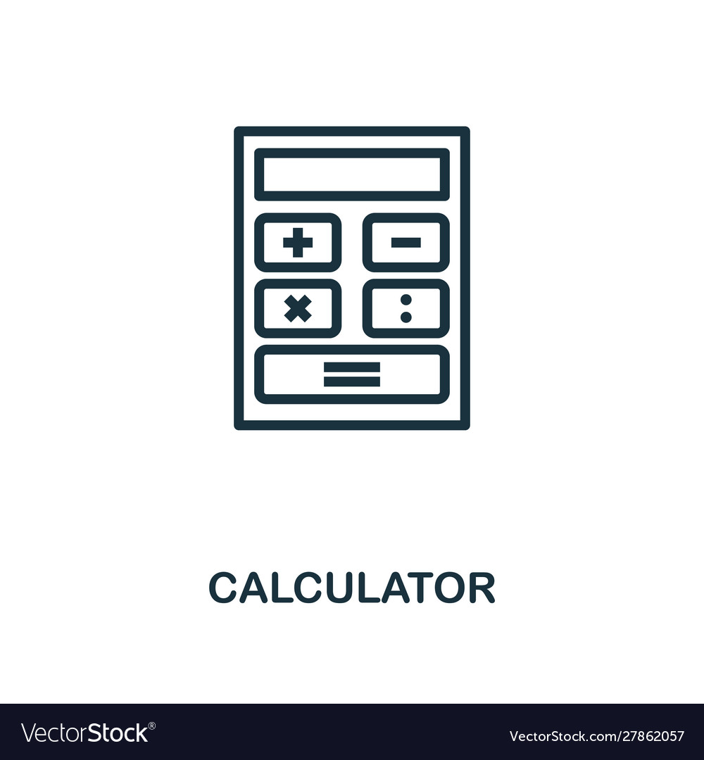 Calculator icon outline style thin line creative Vector Image