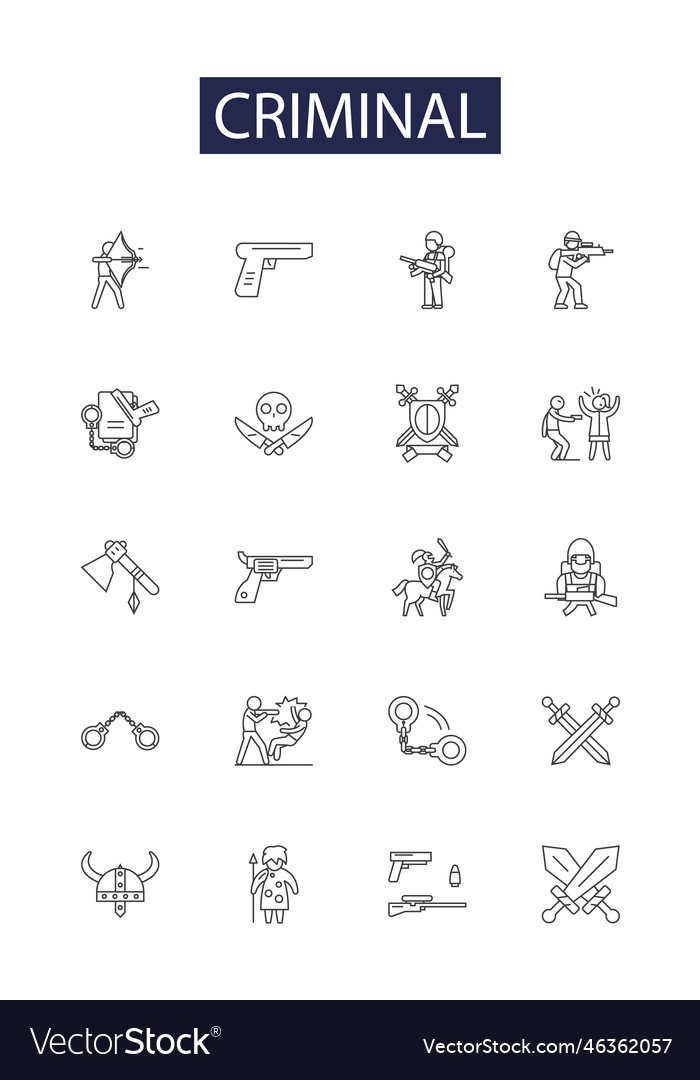 Criminal line icons and signs theft Royalty Free Vector