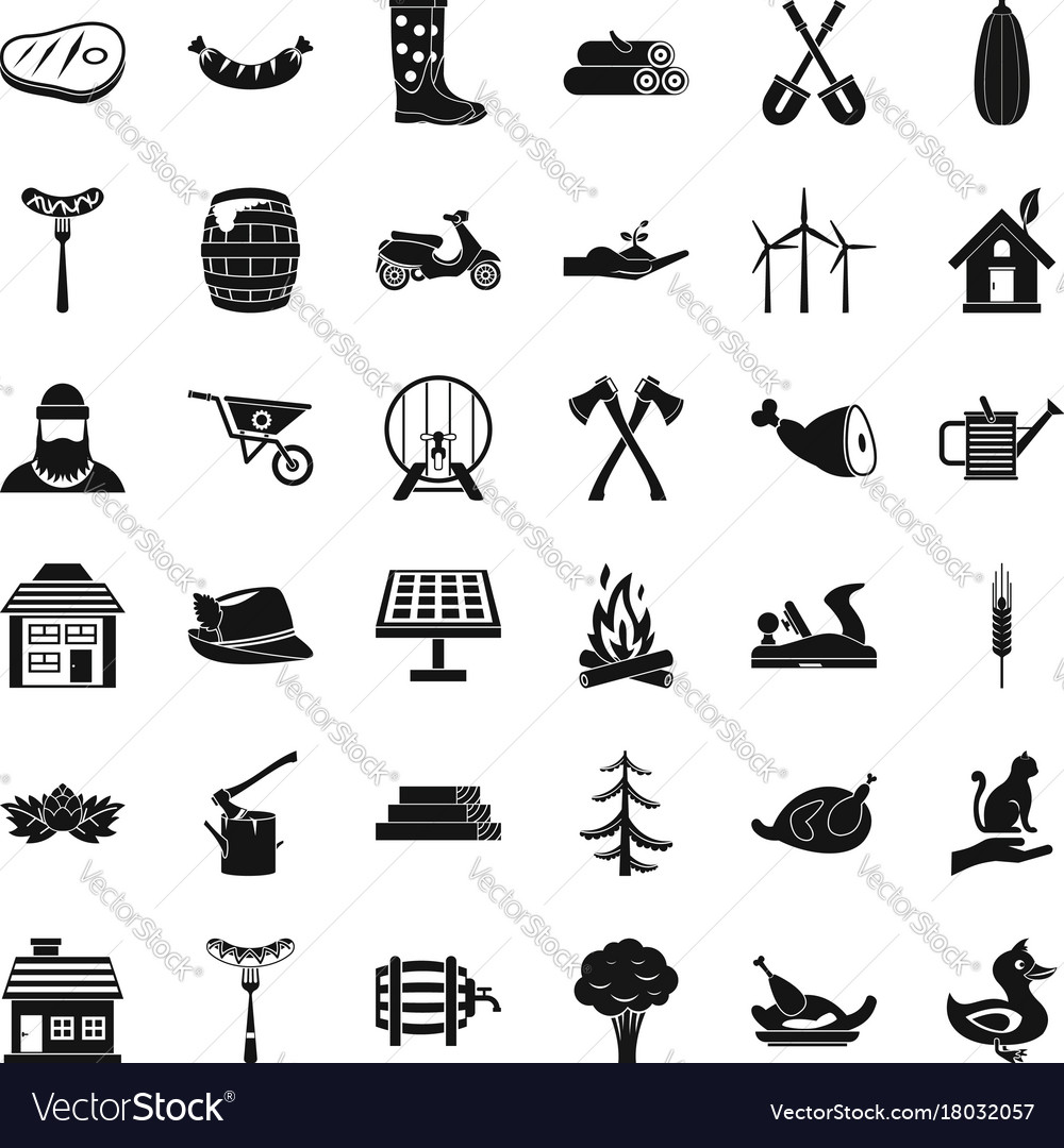 Farm icons set simple style Royalty Free Vector Image