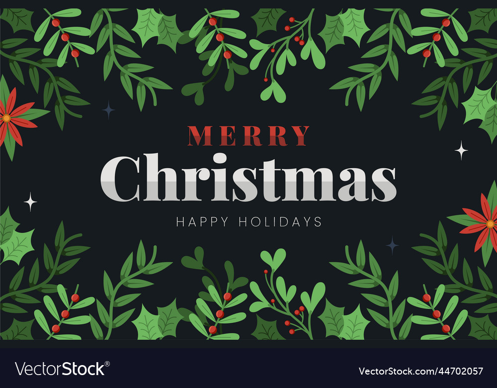 Flat christmas tree branches background design Vector Image