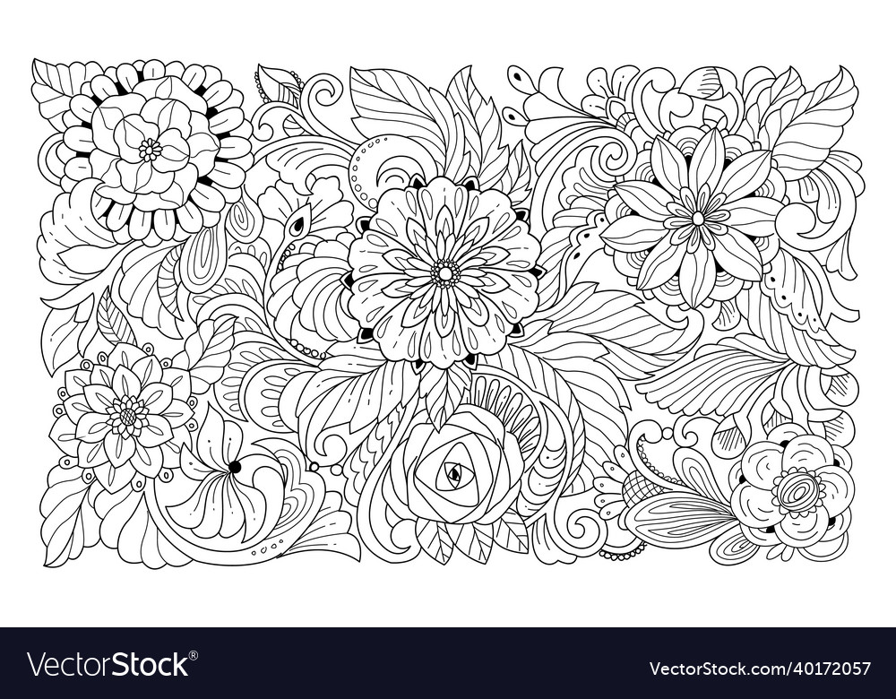 Floral Coloring Book Royalty Free Vector Image Floral Coloring Book Royalty Free Vector Image