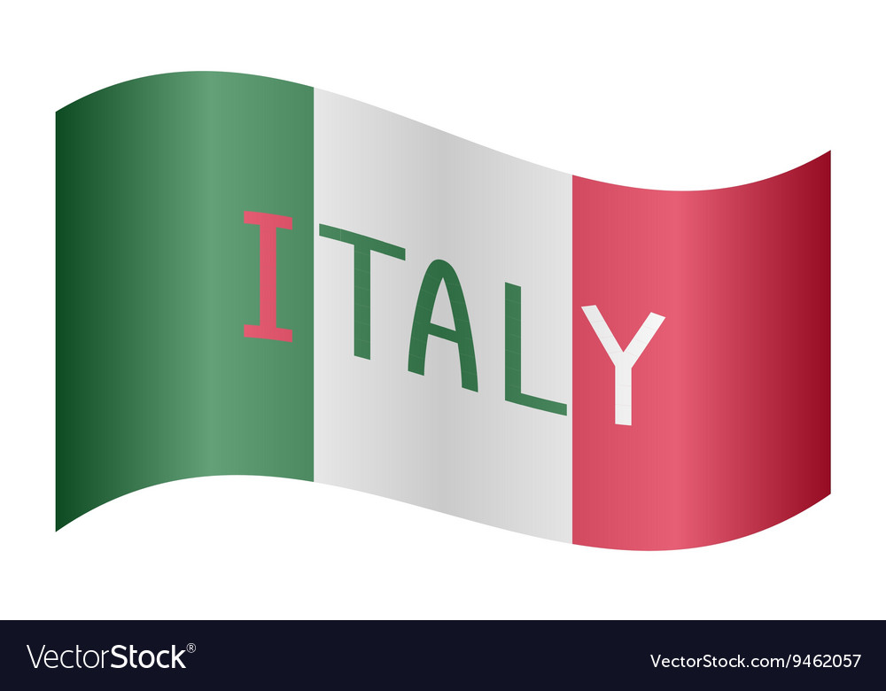 italian flag waving with word italy on white vector image flag word