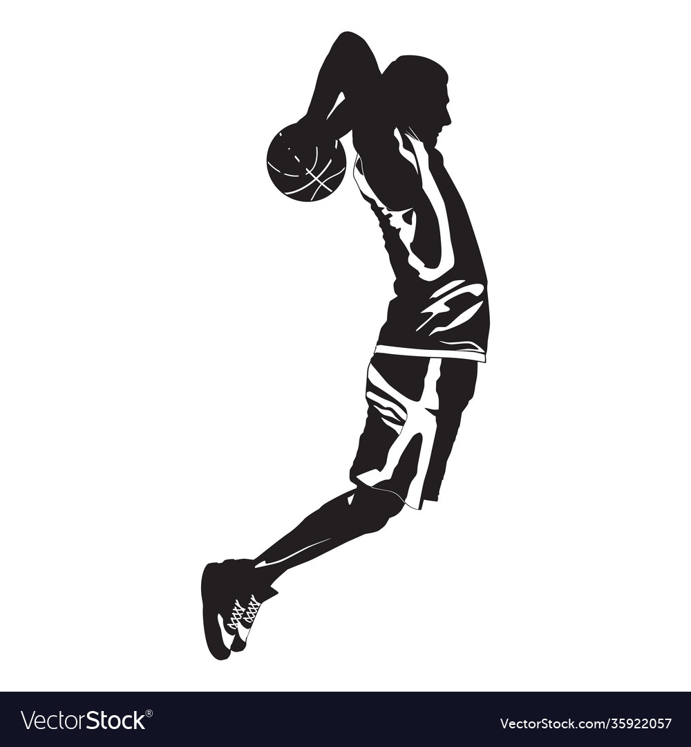 Professional basketball player silhouette shooting