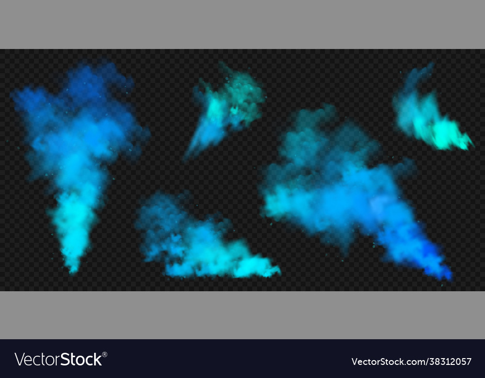 Realistic blue colorful smoke clouds mist effect Vector Image