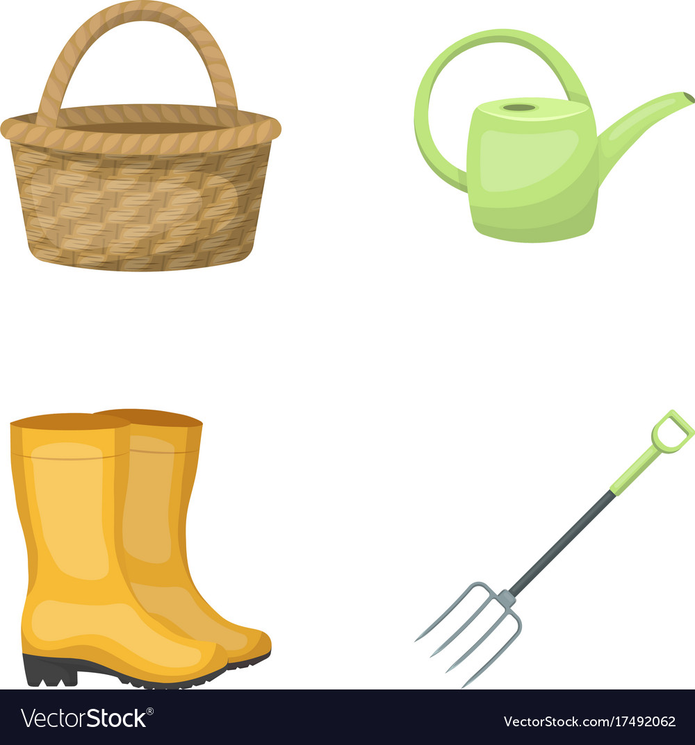 Basket wicker watering can for irrigation rubber Vector Image