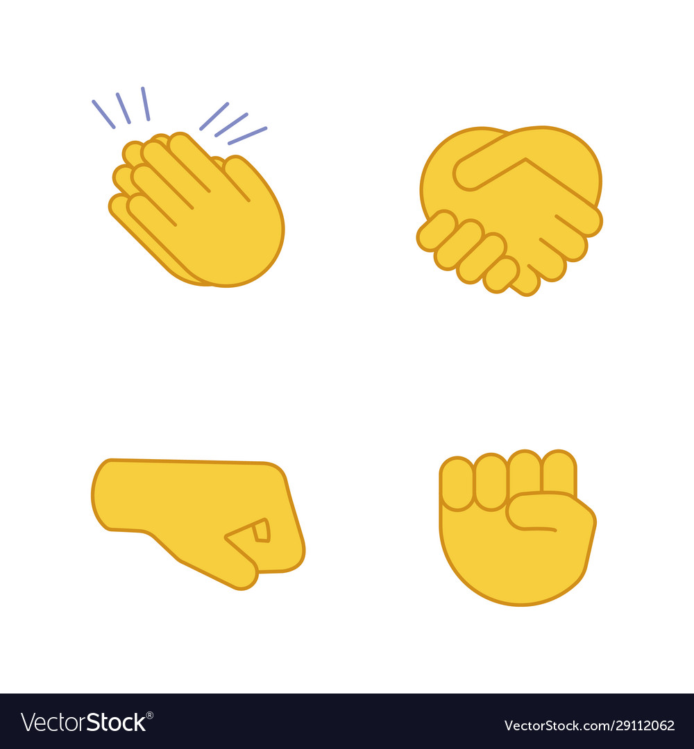 Premium Vector  Collection of various emoji yellow hand symbols with  smartphone, handshake sign and other gestures. 3d cartoon style.