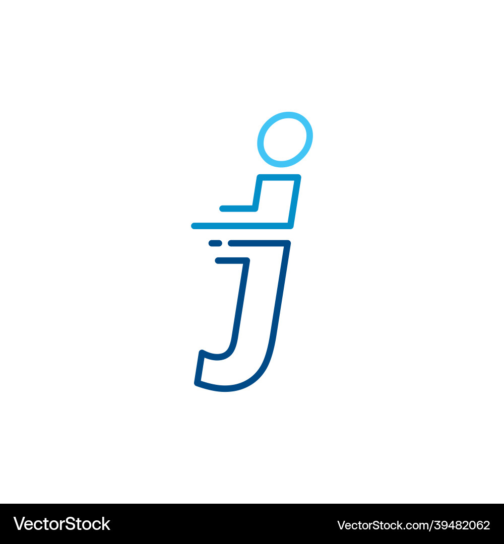 J letter dash lowercase tech digital fast quick Vector Image
