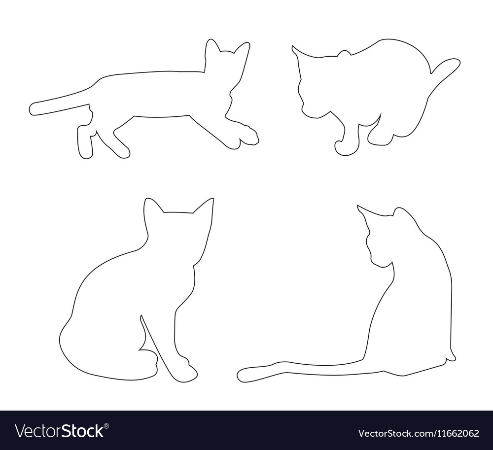 Paths of cats set on the white background Vector Image