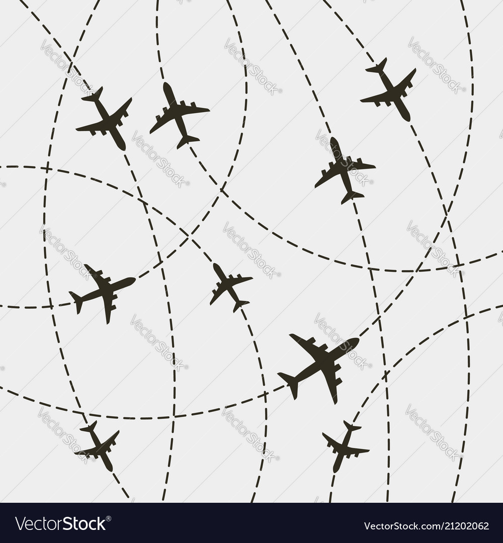 Plane With Dashed Path Lines Airplane Flight Vector Image Plane With Dashed Path Lines Airplane Flight Vector Image