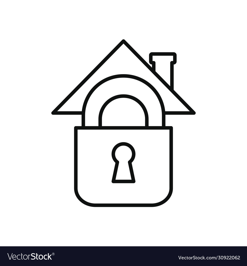 Stay home concept house roof and padlock icon Vector Image