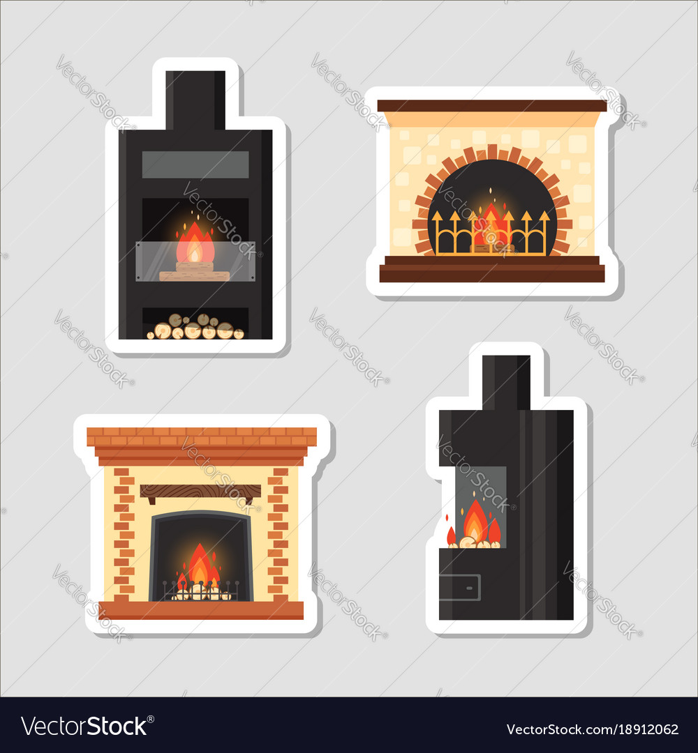 Stickers set different colorful home Royalty Free Vector