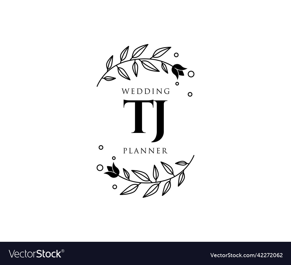 Tj initials letter wedding monogram logos Vector Image