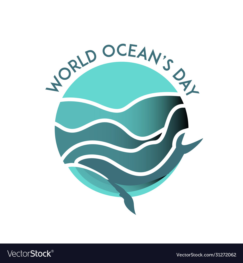 World oceans day with paper cut whale Royalty Free Vector