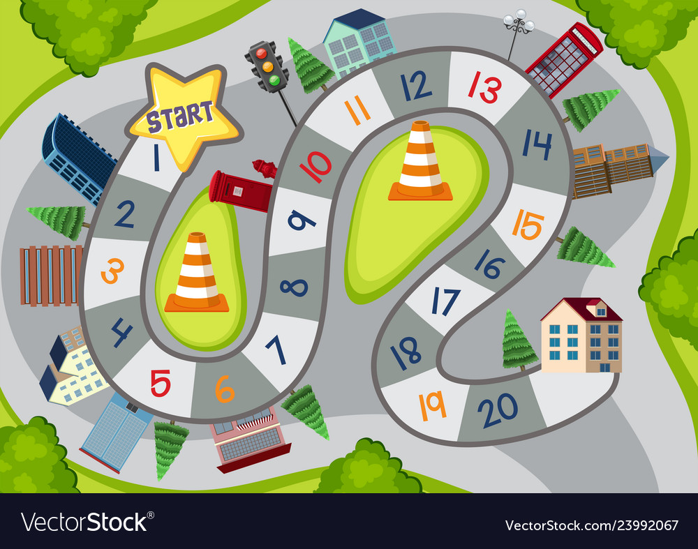 City Theme Board Game Template Royalty Free Vector Image