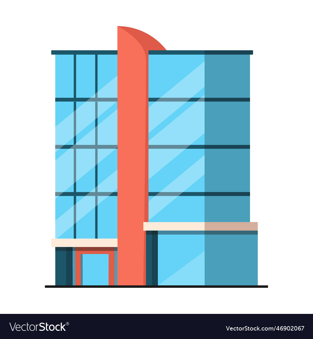 Glass four story building with foyer office Vector Image