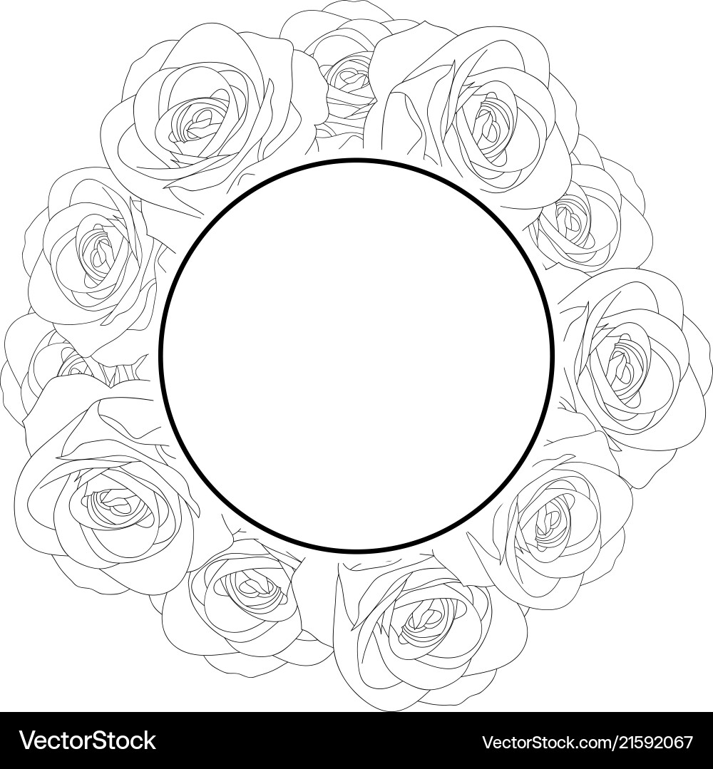Rose Banner Wreath Outline Royalty Free Vector Image