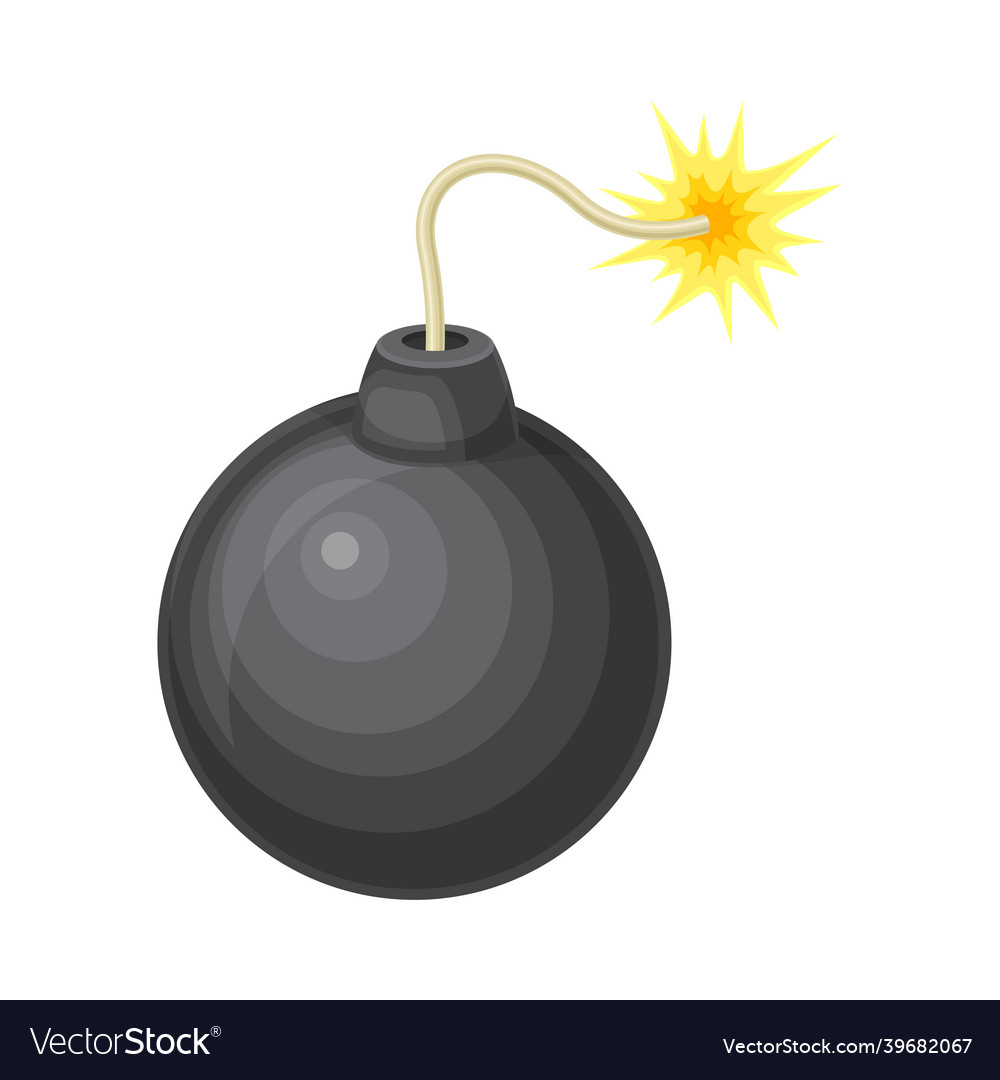 Round black bomb with burning fuse Royalty Free Vector Image