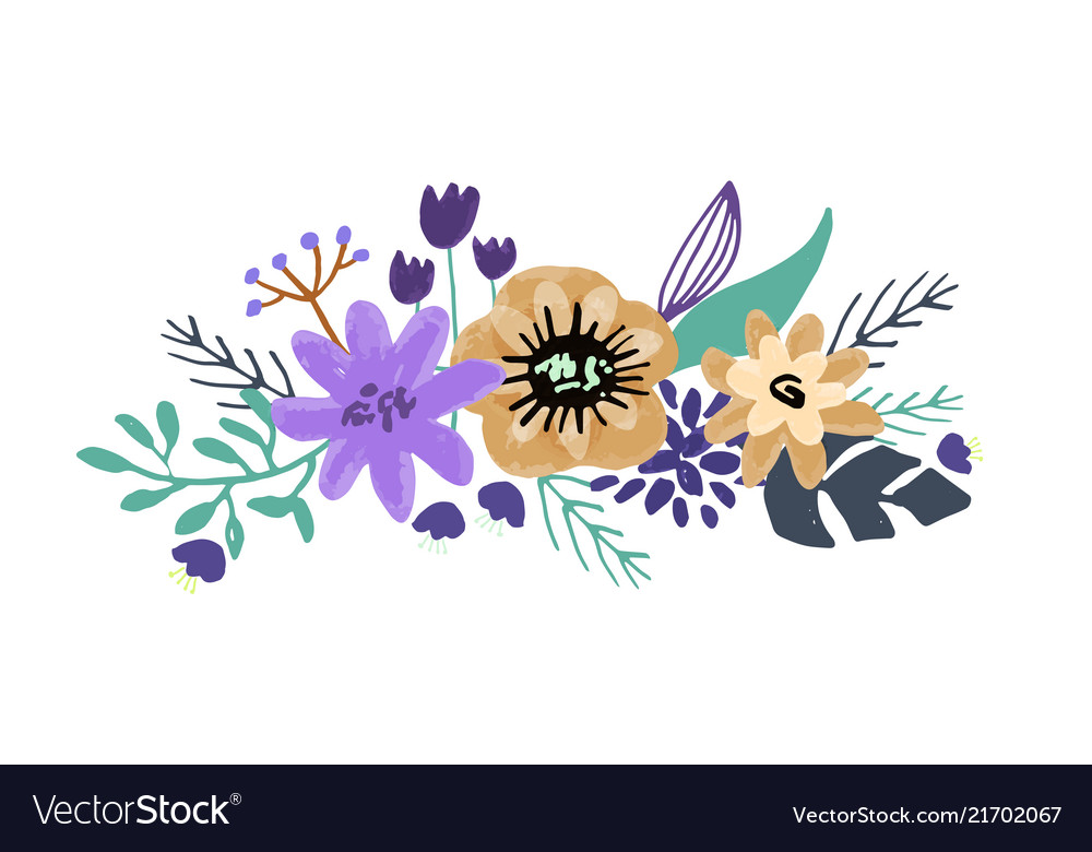 Set of floral bouquet isolated on white background