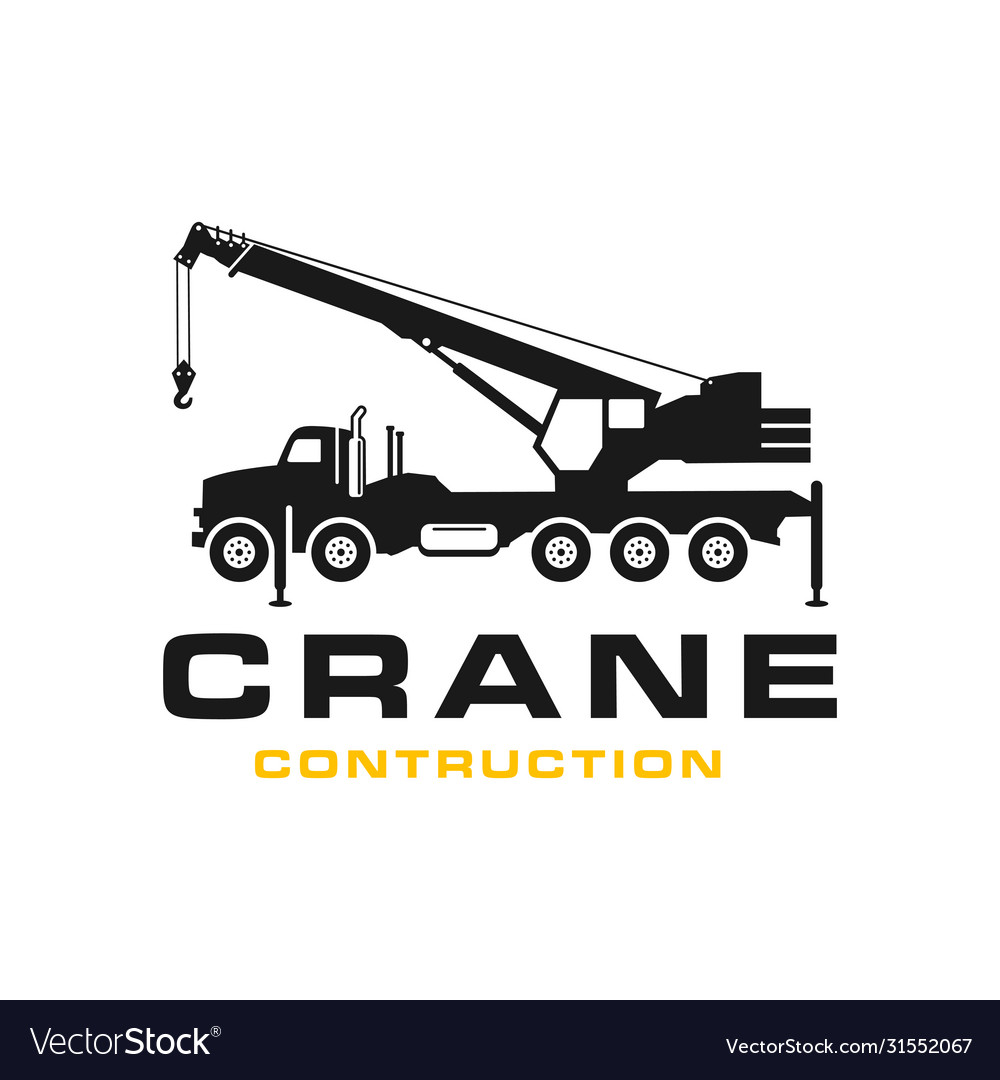 Silhouette transport crane logo Royalty Free Vector Image