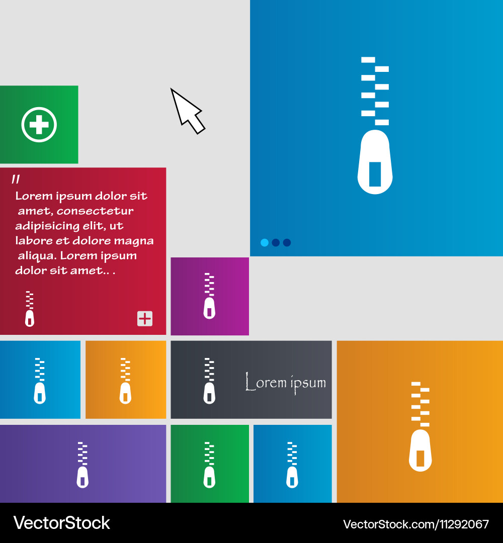 Zipper icon sign buttons modern interface website Vector Image