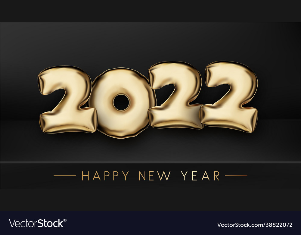 2022 balloon number on black background Royalty Free Vector