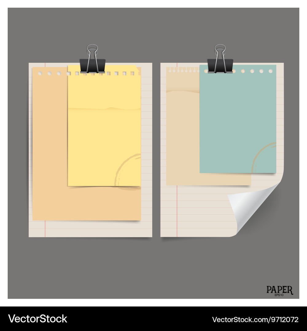 Collection of various vintage papers paper sheets Vector Image