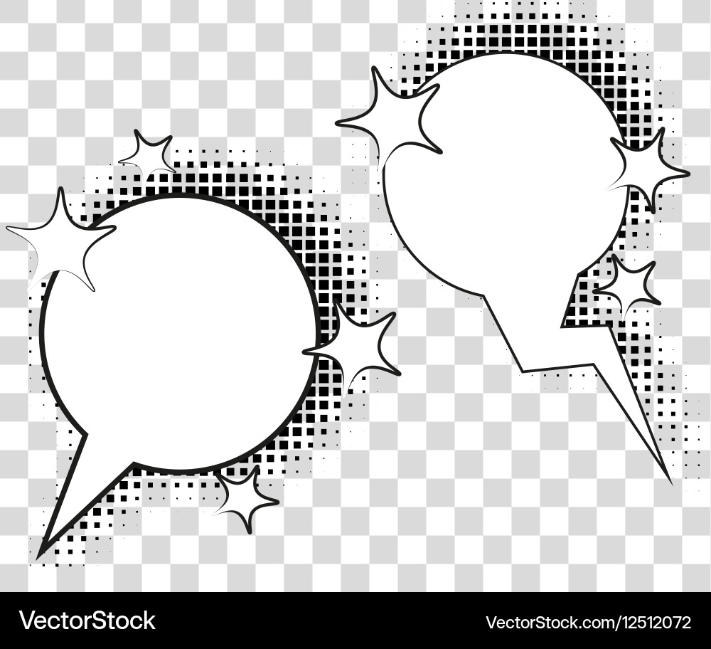 Comic speech bubbles with halftone shadows Vector Image